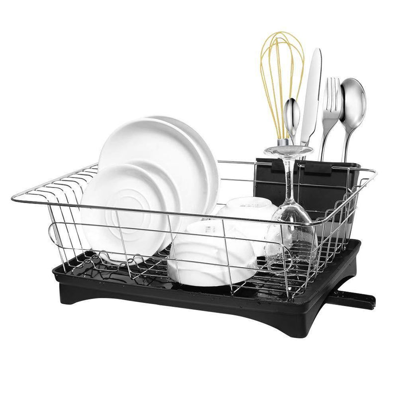 Maypott Dish Drying Rack, Sink Dish Drainer with Drain Board Premium Stainless Steel for Kitchen Dish Racks 11.2 x16.7 x5.9IN