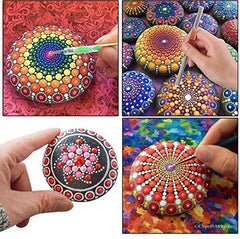 MILTECH 3HCRT 38PCS Mandala Dotting Tools for Painting Rocks, Stone Painting Mandala Dotting, Dotting Tools for Painting Mandalas, Rock Supplies Dotting with Stencils Template and Clay Sculpting Tools