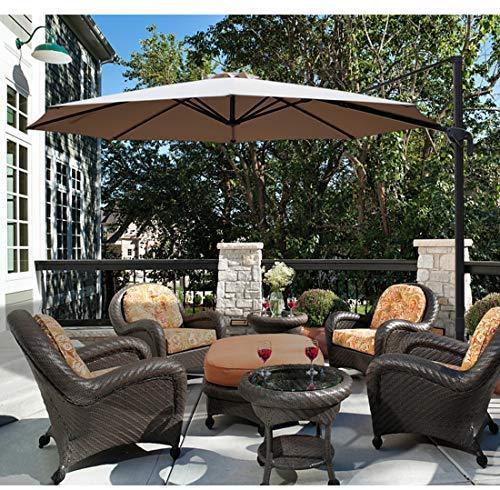 Bumblr Patio Offset Cantilever Umbrella 10-Feet Outdoor Patio Hanging Umbrella,360 Degree Rotation with Cross Base (10 FT, Beige)