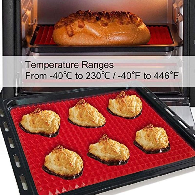 Pyramid Silicone Baking Mat, 2 Pcs Holoko Non-stick Cooking Mats, Oil Drain and Pyramid Design for Turkey,Pizza and Cookie Sheet - 16" x 11.5"