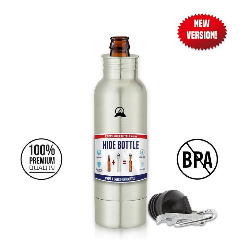 The Original Beer Bottle Cooler - Cold Beer Keeper - Stainless Steel Bottle Armor Insulator - Bottled Beer Armour Holder - Fits 12oz Bottles - Includes Bottle Opener & Keychain Carabiner (2 Pack)