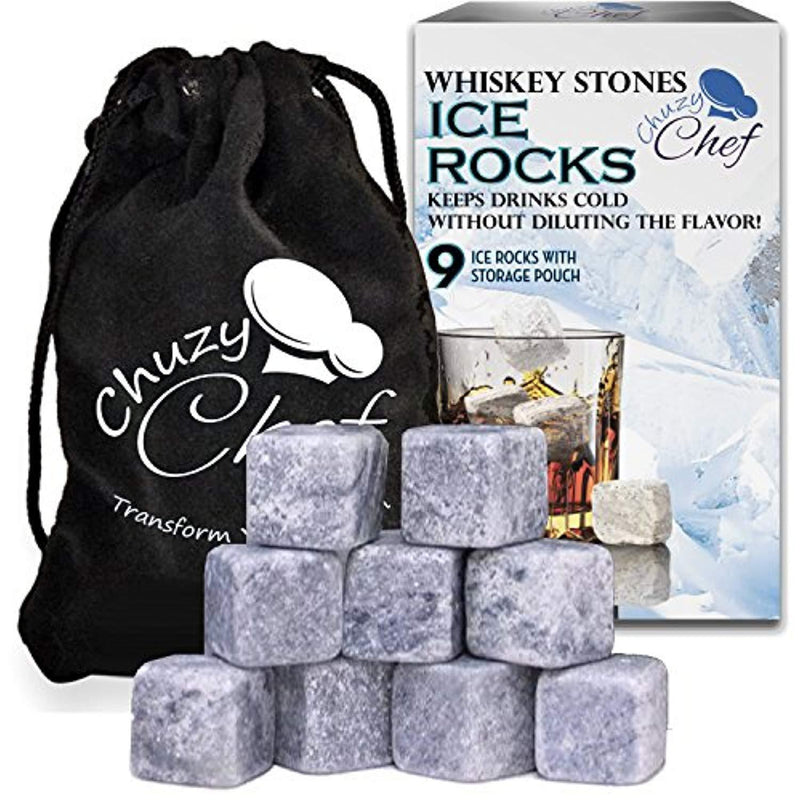 Whiskey Stones drink accessories Reusable Ice Cubes Whiskey or all drinks Whiskey Rocks Set of 9 Soapstone stones whiskey gifts Whiskey Rocks-Long lasting w/velvet bag bar accessories sipping stones