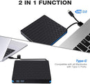 External DVD Drive, M WAY USB 3.0 Type C CD Drive, Dual Port DVD-RW Player, Portable Optical Burner Writer Rewriter, High Speed Data Transfer for Laptop Notebook Desktop PC MAC OS Windows 7/8/10