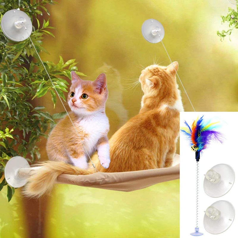Allan Wendling (Patent) Cat Bed, Cat Window Perch Window Seat Hammock Cats Space Saving Suction Cups Design with 1Pc Cat Toy 2Pcs Extra Replaceable Suction Cups All Around 360° Sunbath Holds Up to 50lbs