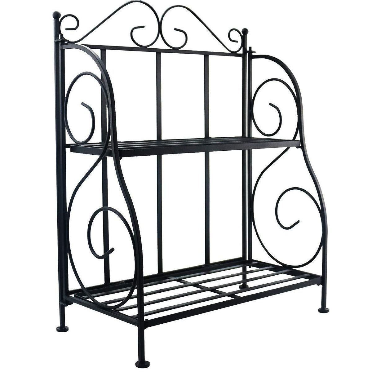 Sunnyglade Spice Rack, 2-Tier Foldable Shelf Rack Kitchen Bathroom Countertop, 2-Tier Standing Storage Organizer Spice Jars Bottle Shelf Holder Rack -Black