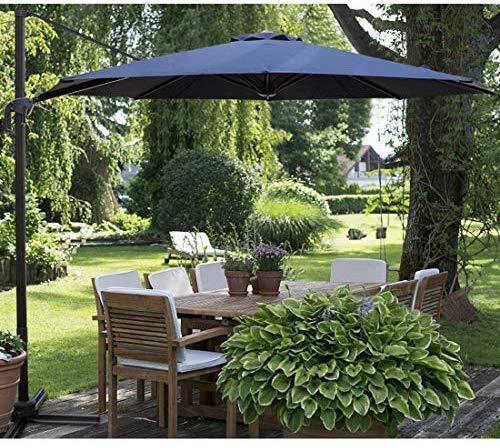 Bumblr Patio Offset Cantilever Umbrella 10-Feet Outdoor Patio Hanging Umbrella,360 Degree Rotation with Cross Base (10 FT, Beige)