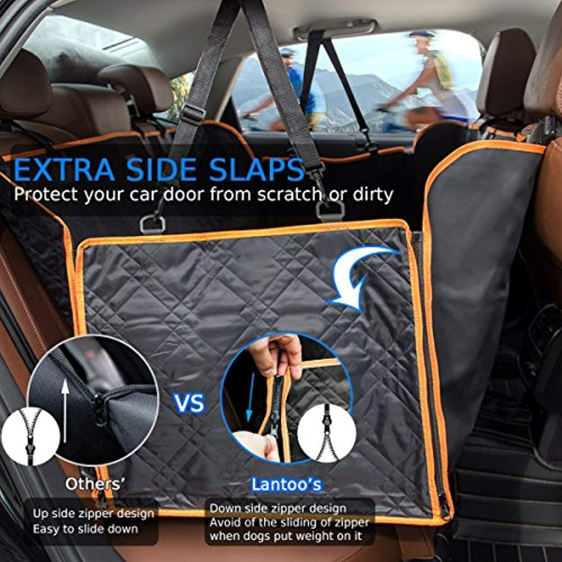 Lantoo Dog Seat Cover, Car Back Seat Cover for Dogs Pets w/Mess Vent Window & Front Zipper, Waterproof Pet Seat Cover Hammock w/Side Flap for Car Truck SUV