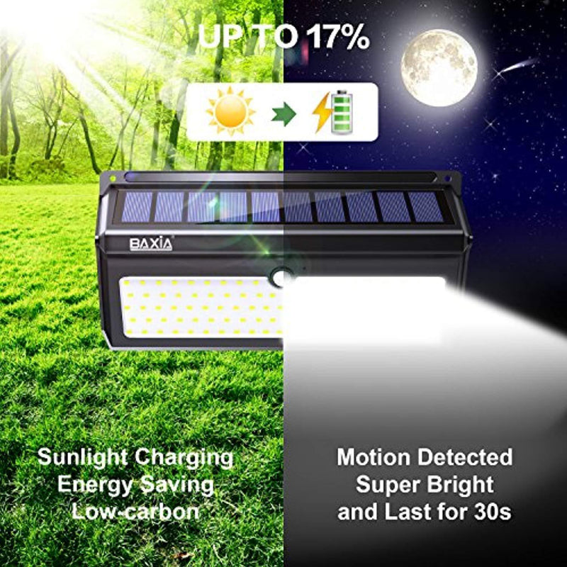 BAXIA Technology Solar Lights Outdoor, Wireless 100 LED Solar Motion Sensor Lights Waterproof Security Lighting Outdoor for Front Door, Backyard, Steps, Garage, Garden(2000LM, 2PACK)