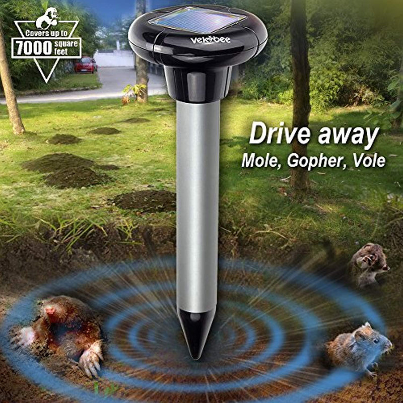 Vekibee Pack of 8 Sonic Mole Repellent Solar Gopher Repellent Ultrasonic Vole Chaser Mole Deterrent Sonic Spike Gopher Stake Rodent Repellent Ultrasonic Pest Repellent Good As Mole Killer Poison