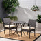 Great Deal Furniture Kevin Outdoor 3 Piece Wicker Bistro Set, Multi Brown with Cream Cushion