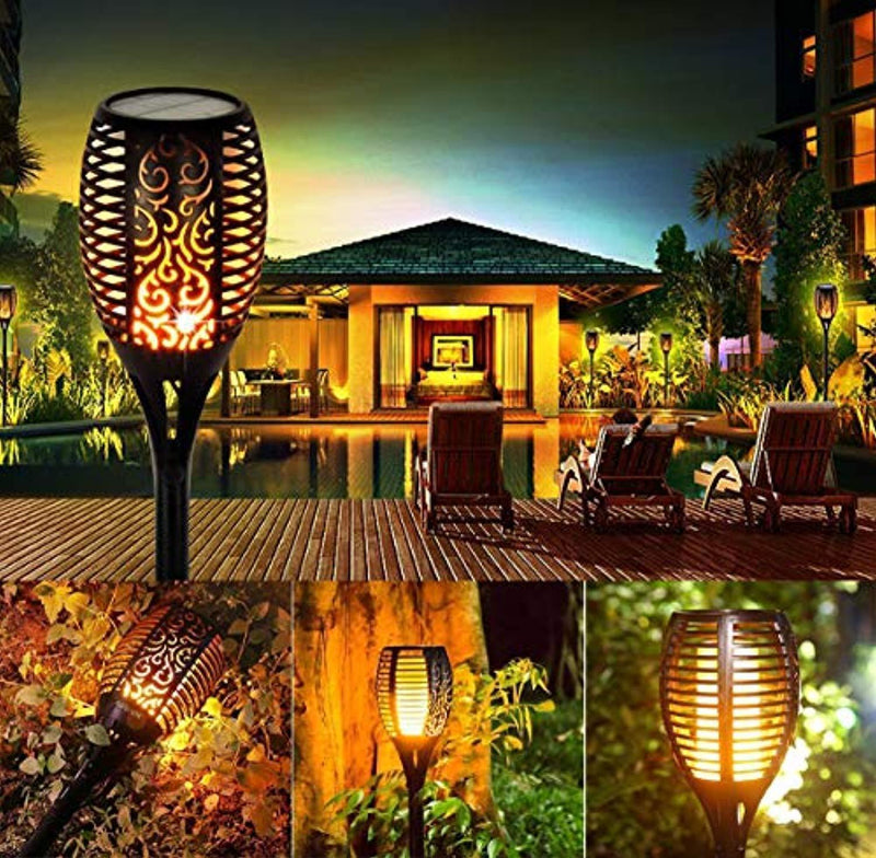 IOO Solar Torch Lights Outdoor Waterproof Dancing Flickering Flames Torches Landscape Decoration Lighting Security Path LED Light for Garden Pathways Yard Patio 4 Pack