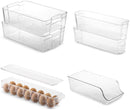 Seseno Set di 6 Frigorifero organizzatore Bins - impilabili organizzatori frigo per congelatore, Cucina, controsoffitti, armadi - dispensa plastica Trasparente di stoccaggio Rack