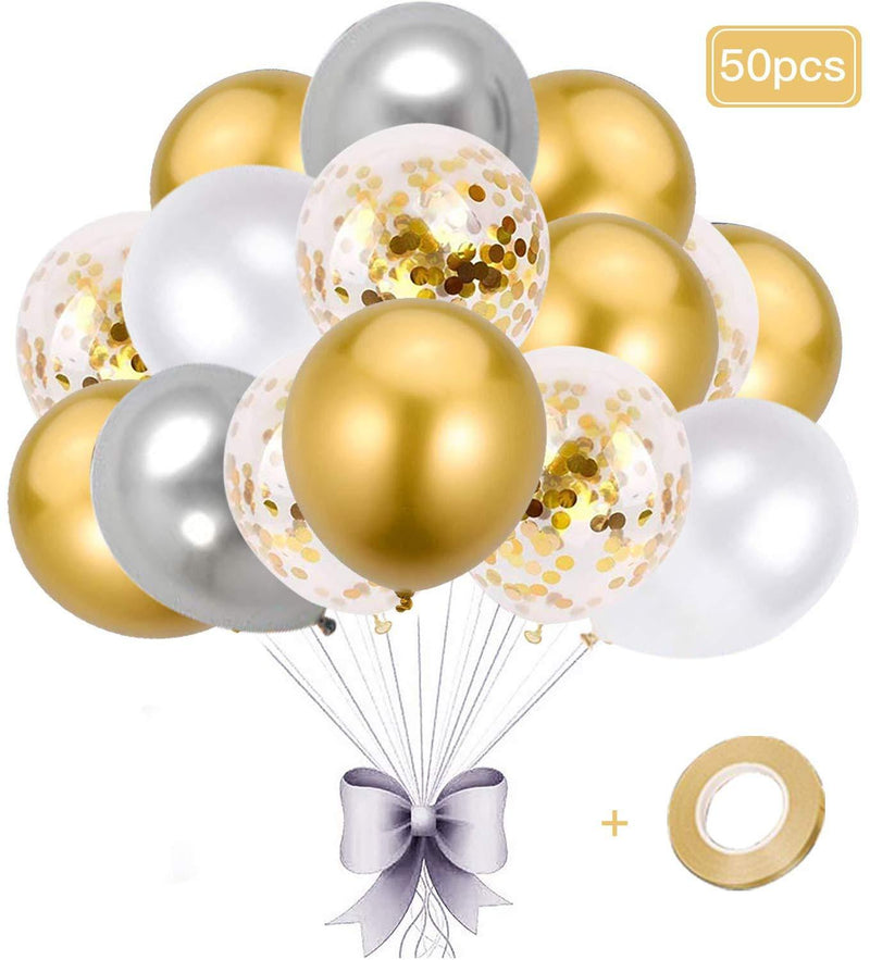 Balloons Bulk For Birthday,Gold Latex Balloons 12inches for Parties，Wedding or Christmas Decorations(50pcs) by Unihoh