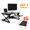 FLEXISPOT Desktop Workstation Combo, 35 Standing Desk Riser with Free Anti-Fatigue Comfort Kitchen Floor Mat-Black by Defy Desk