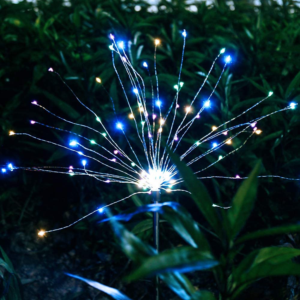 EPIC GADGET Solar Firework Light, Epicgadget 105 LED Multi Color Outdoor Firework Solar Garden Decorative Lights for Walkway Pathway Backyard Christmas Decoration Parties (2 Pieces)
