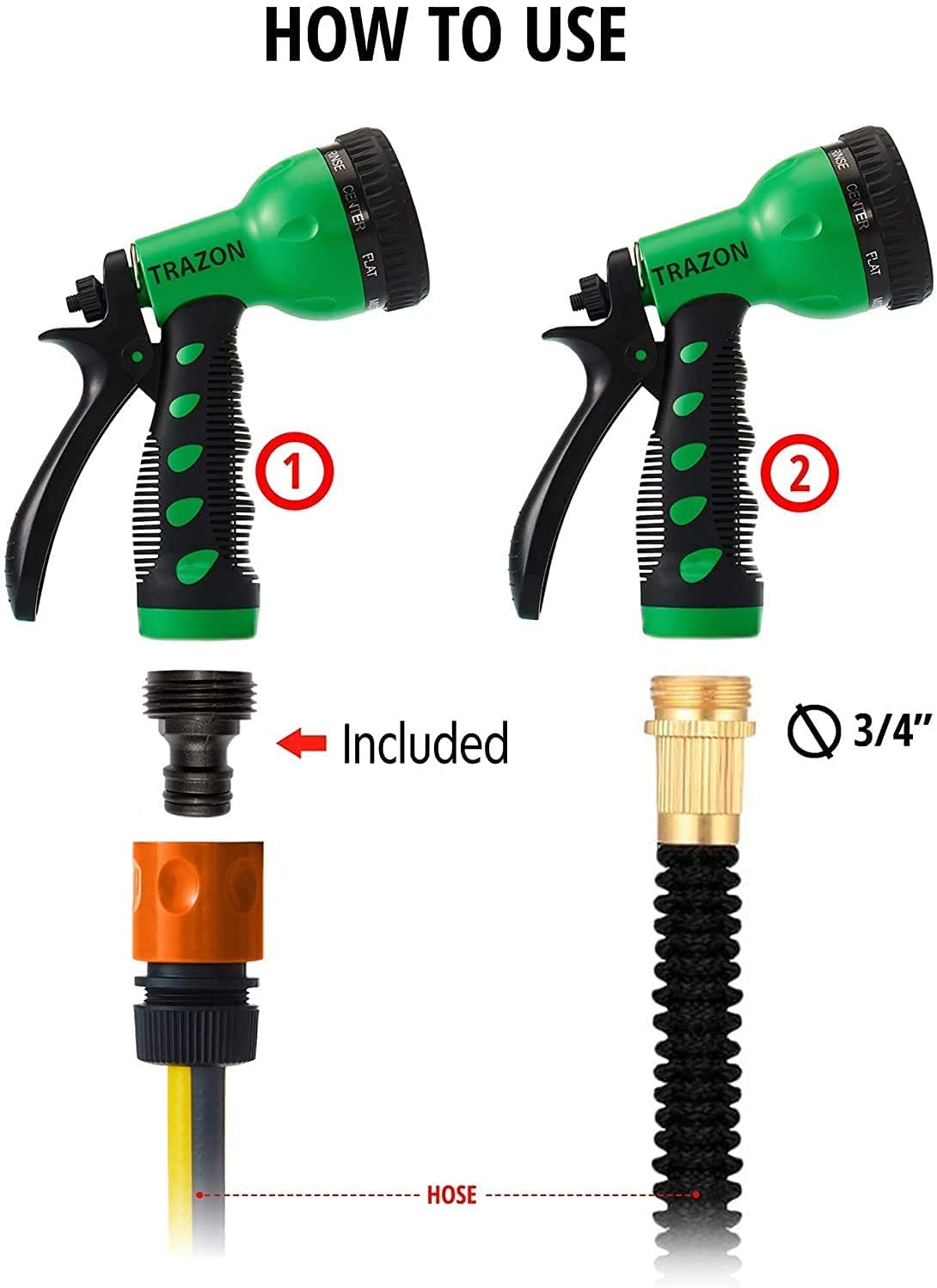 Ikris Garden Hose Nozzle Heavy Duty, High Pressure. Water Hose Nozzle Sprayer, Gun, Head. Spray Nozzle for Garden Hose, 9 Adjustable Watering Patterns, Nozzles for Garden, Lawn, Car Wash