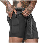 Malavita Men's Workout Running Shorts 2 in 1 with Zipper Pockets