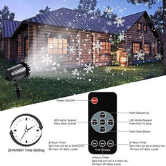 Decoration Projector Lights, Christmas Projector Lamp with Rotating Snowflake & Snow Falling, Remote Timer 4 Modes IP65 Waterproof LED Landscape Projector for Christmas Halloween Birthday Wedding Part