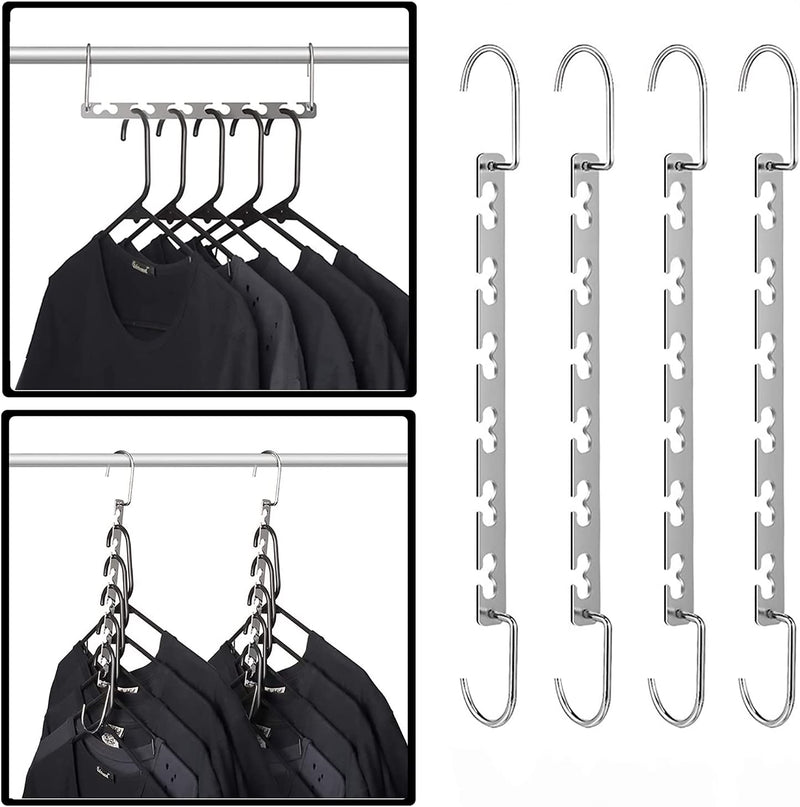 KLEVERISE 4 Pack Space Saving Hangers - 12 Slots Stainless Steel Cloth –  Hint Capital