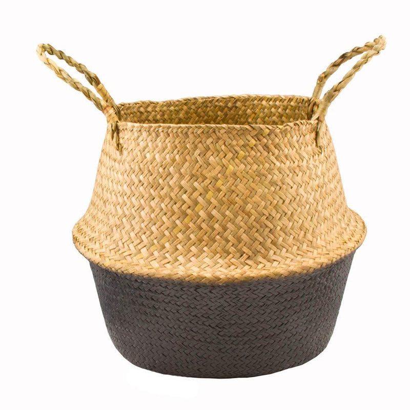 Natural Seagrass Belly Basket with Handles Seagrass Planter for Fig Indoor Plants