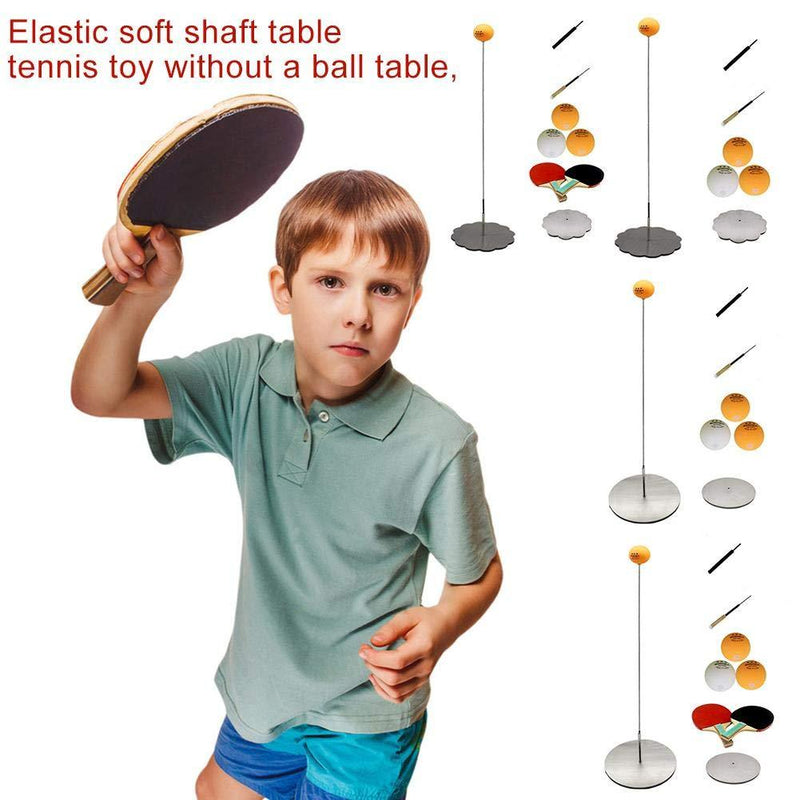 Table Tennis Trainer with Elastic Soft Shaft, Decompression Leisure Sports 2 Table Tennis Paddle 3Ping Pong Balls Stainless Steel Base 1 ，Set Table Tennis Trainer Indoor or Outdoor Play