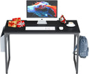 PayLessHere 47" Computer Desk Study Table Home Office Desktop Table with Side Storage Bag and Iron Hooks,Writing Desks Stable Metal Frame Workstation，Black.