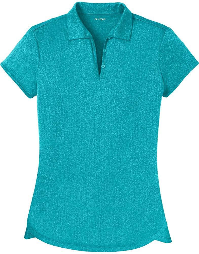 DRI-Equip Ladies Moisture Wicking Heather Golf Polos in XS-4XL