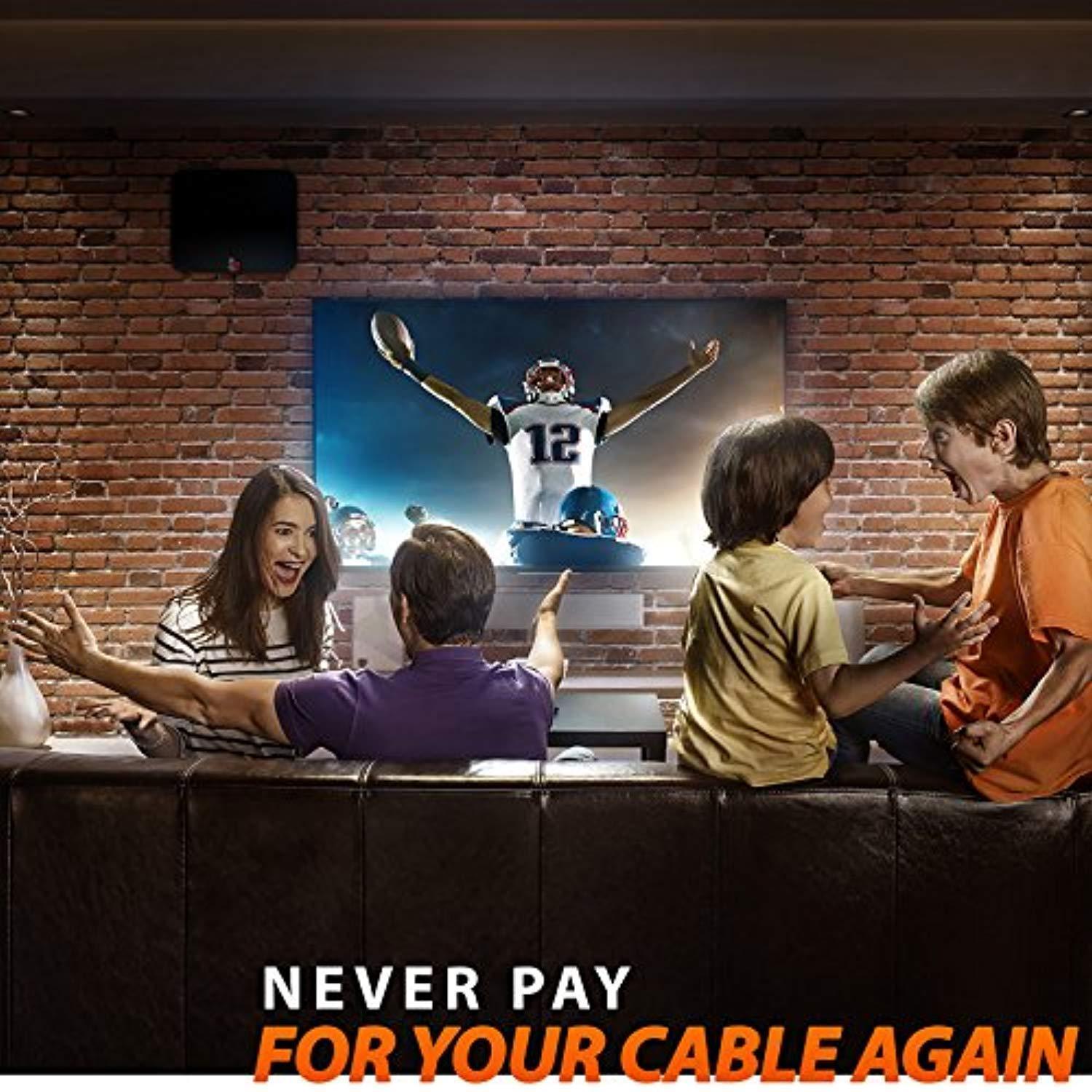 [2018 Latest] Amplified HD Digital TV Antenna Long 65-80 Miles Range – Support 4K 1080p & All Older TV's Indoor Powerful HDTV Amplifier Signal Booster - 18ft Coax Cable/USB Power Adapter