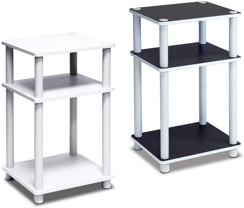 FURINNO Just 3-Tier End Table, 1-Pack, White/White