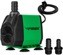 VIVOSUN 800GPH Submersible Pump(3000L/H, 24W), Ultra Quiet Water Pump with 10ft High Lift, Fountain Pump with 5ft Power Cord, 3 Nozzles for Fish Tank, Pond, Aquarium, Statuary, Hydroponics