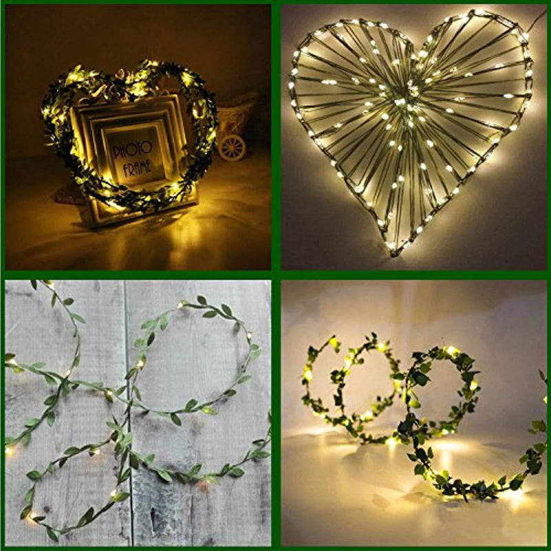 YULETIME Fairy String Lights with Adapter, 66Ft 200 LEDs Waterproof Starry Copper Wire Lights, Home Decor Firefly Lights for Garden Backyard Christmas Tree (Green Wire, Warm White)