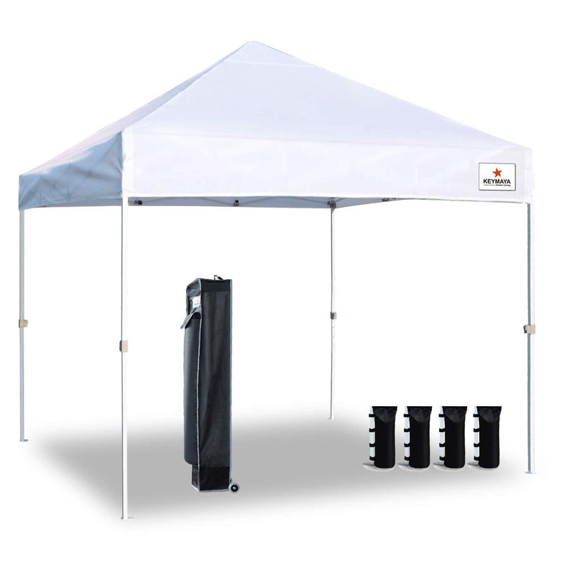 Keymaya Ez Commercial Instant Tent Heavy Duty Pop-up Canopy Shelter Bonus Weight Bag 4-pc Pack (10x10, 1A