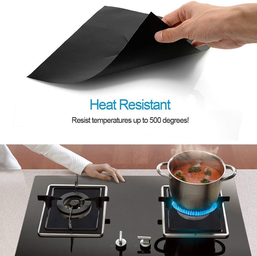 Oyydecor 10 Pack Gas Stove Burner Covers - Reusable Gas range protectors Non-stick Stovetop Burner Liners for Kitchen/Cooking, 0.2 mm Double Thickness, Cuttable, Dishwasher Safe, Easy to Clean (10.6" x 10.6")