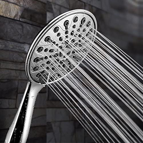 VOLUEX Handheld Shower Head, 6" Oil-Rubbed Bronze Face 6 Spray Setting Shower Head with High Pressure, Brass Swivel Ball Mount and Extra Long Flexible Stainless Steel Hose