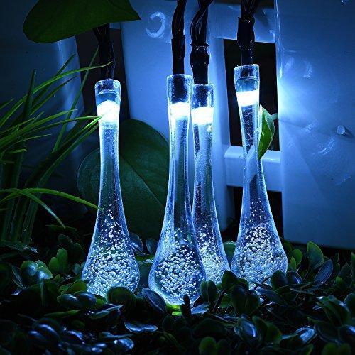 SUPSOO Solar String Lights 40 LED Water Drop Solar Waterproof Lights for Garden, Patio, Yard, Home, Parties - White