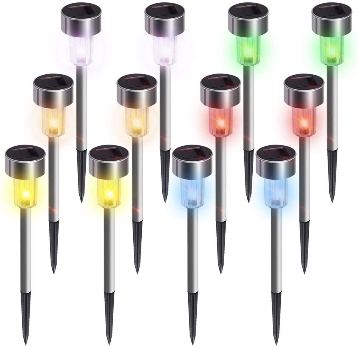 EPIC GADGET Solar Lights Outdoor Christmas Yard Decoration Garden Led Light Landscape/Pathway Lights Stainless Steel-12 Pack…