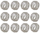 SKAVIJ Round Mesh Napkin Rings Set of 12 Silver for Wedding Banquet Dinner Decor Favor