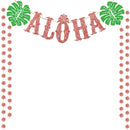 TMCCE Luau Party Supplies Rose Gold Aloha Sign Banner For Hawaiian Moana Party Decorations