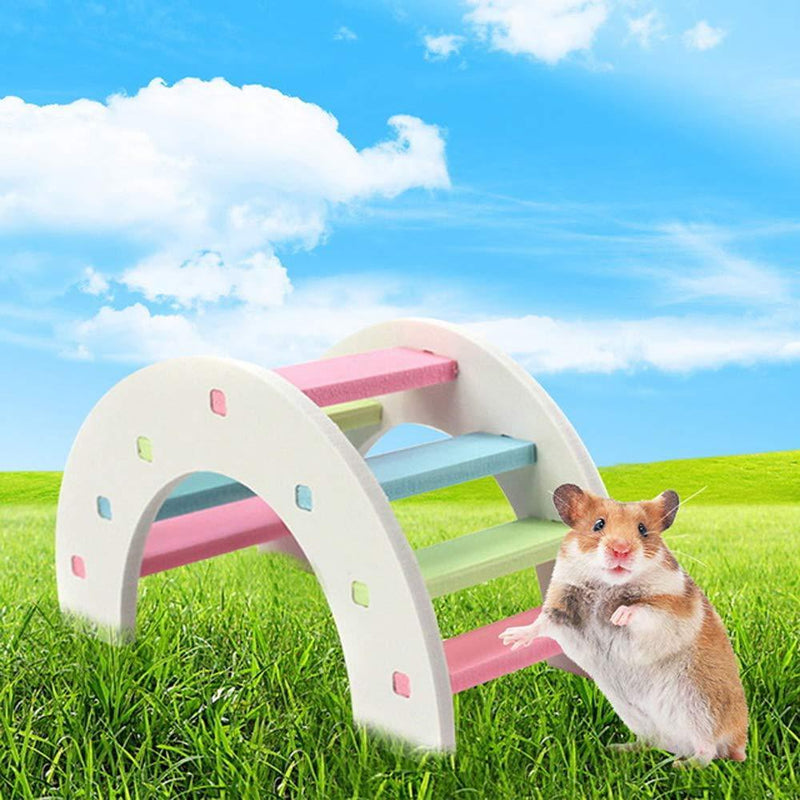 Hamster Ladder Syrian Hamster Bridge Rainbow Rabbit Climb Kit for Small Animal,Habitat Exerise Toy Wooden Habitat Decor