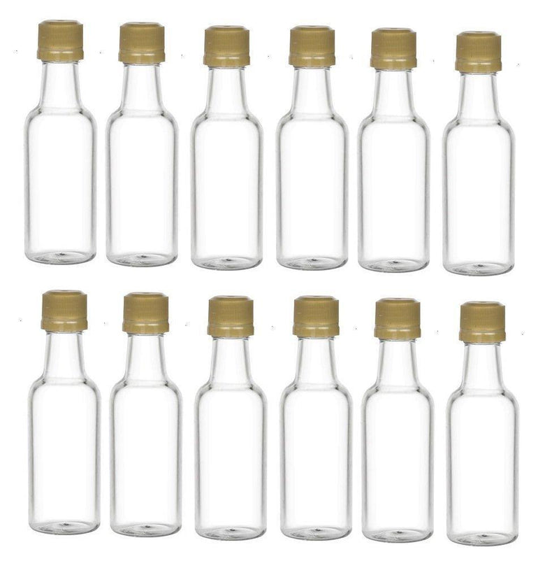 Nakpunar 12 pcs 50 ml Plastic Liquor Bottles with Gold Cap