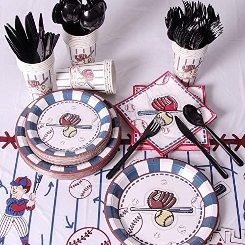Duocute Soccer Party Supplies 177PCS Sports Theme Children Birthday Disposable Dinnerware Set Includes Plates, 12oz Cups, Napkins, Spoons, Forks, Knives, Tablecloth and Banner, Serves 25