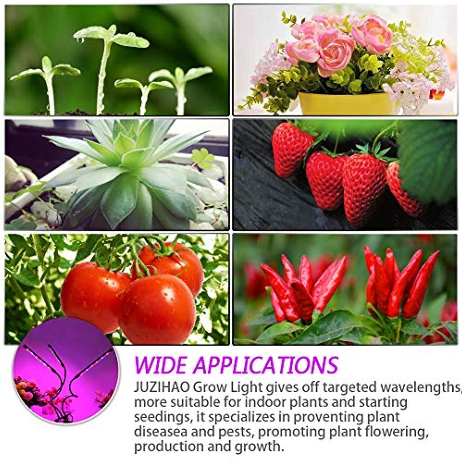 LED Plant Grow Light,Juzihao Growing Lamp Bulbs 27W 6 Dimmable Modes Grow Lamp,Timing Function 3/6/12H Timer 360 Degree Flexible Adjustable Gooseneck Growing Lights for Indoor Plants Greenhouse