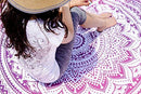 PAGISOFE Magenta Marvel Mandala Round Tapestry Hippie Indian Mandala Beach Blanket or Hippy Bohemian Table Cover or Boho Gypsy Cotton Tablecloth Beach Towel Meditation Round Yoga Mat - 72 Inches, Pink