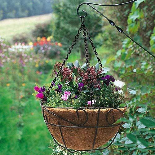 Metal Hanging Planter Basket with Coco Coir Liner 12 Inch Round Wire Plant Holder with Chain Porch Decor Flower Pots Hanger Garden Decoration Indoor Outdoor Watering Hanging Baskets by AMAGABELI GARDEN & HOME