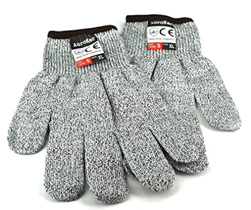 [Cut Resistant Gloves] AuroKer® Kitchen Gloves with Food Grade Level 5 Hand Protection|Light-weight Work Gloves Safety Gloves (XL)
