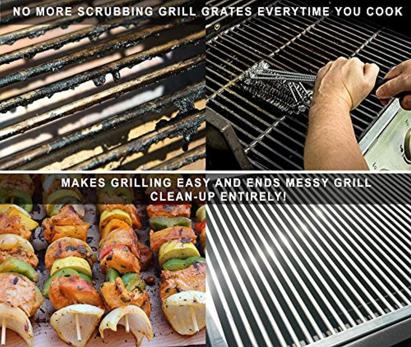 JivStar Outdoor BBQ Grill Mat (Set of 2) with Magnetic Meat Smoking Guide ~ Non Stick, Reusable, Heavy Duty ~ Best BBQ Grill Accessories Mat ~ As Seen On TV ~ Great for Camping and Backyard Grill