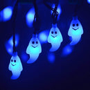 LEVIHCEC Solar Halloween Decorations String Lights, 30 LED Waterproof Cute Ghost LED Holiday Lights for Outdoor Decor, 8 Modes Steady/Flickering Lights [Light Sensor] 19.7ft Blue