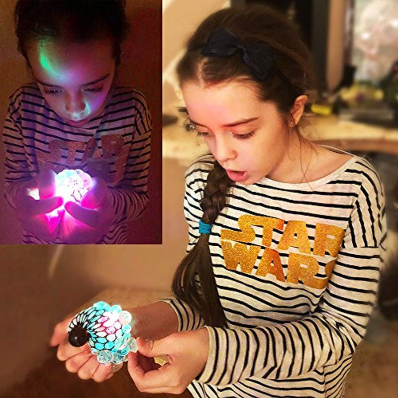 MorganProducts Led Anti Stress Ball - Squishy Light up Ball - Anti Stress Toys - Toys for Kids - Mesh Stress Ball - Grape Ball - DNA Ball - Prime Toys - Slime Stress Ball - ADHD Fidget Toys