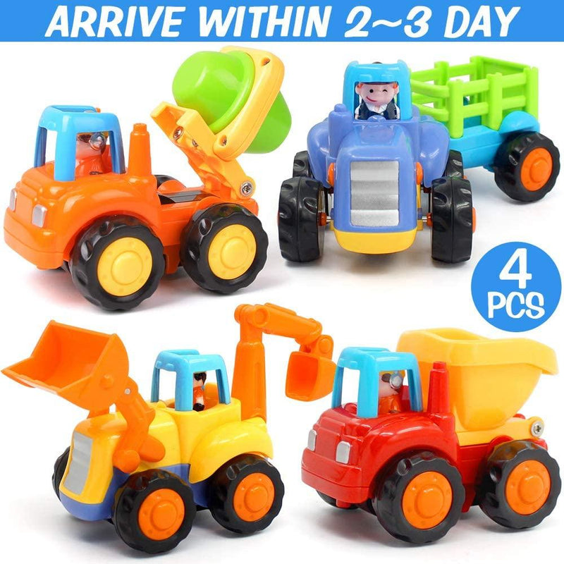 LUDILO Car Toy Trucks for 1-3 Year Old Toddler Toy Cars for 2 Year Old Boys Stinky and Dirty Toys Trucks for Boys Age 2 Small Construction Vehicles Toddler Cars Little People