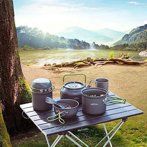 Overmont Camping Kettle Camp Tea Coffee Pot Aluminum 27/42 FL OZ Outdoor Hiking Gear Portable Teapot Lightweight with Silicon Handle